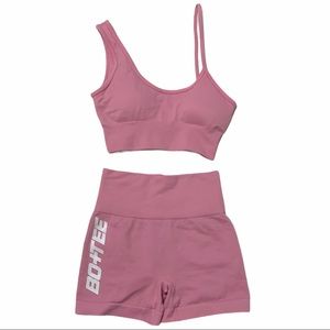 XXS PINK BO+TEE WORKOUT SET